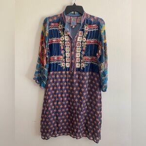 Johnny Was Multicolor Floral Long Sleeve Dress